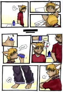 Rating: Safe Score: 0 Tags: anthro blockage_(layout) blonde_hair bodily_fluids breath clothing collar comic digital_media_(artwork) domestic_cat drinking e621 english_text fade_panel felid feline felis gyro_comic hair horizontal_staggering male mammal meesh multiple_scenes nine_frame_image panel_overlap potion question_mark separation_(layout) solo staggering_(layout) sweat text traditional_media_(artwork) vertical_blockage User: bunchy7s
