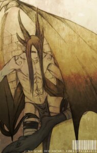 Rating: Safe Score: 0 Tags: bandage bottomwear clothing demon e621 ear_piercing hair hooves horn humanoid_pointy_ears jinx-star loincloth long_hair male membrane_(anatomy) membranous_wings monochrome piercing pointy_ears sepia solo tail text url wings User: bunchy7s