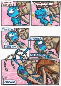Rating: Questionable Score: 0 Tags: a_bug's_life alice_cooper ant arthropod blush brass-kettle comic disney e621 english_text flik_(a_bug's_life) forced grasshopper hopper_(a_bug's_life) hymenopteran insect kissing lyrics male male/male multiple_scenes orthopterid pink_background pixar signature simple_background size_difference text traditional_media_(artwork) User: bunchy7s
