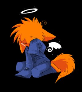 Rating: Safe Score: 0 Tags: ambiguous_gender angel anthro biped black_background bodily_fluids canid canine clothing crying digital_media_(artwork) e621 eyebrows eyes_closed feathered_wings feathers floating_wings fox fur halo kneeling low_res mammal orange_body orange_fur simple_background skeleion solo tail tears unusual_anatomy unusual_wings wings User: bunchy7s