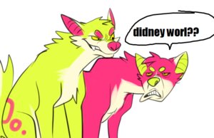 Rating: Safe Score: 0 Tags: 2012 ambiguous_gender black_eyes canid dialogue digital_drawing_(artwork) digital_media_(artwork) duo e621 english_text falvie falvie_(character) feral fionbri fur green_body green_fur green_nose mammal markings molly_(falvie) pink_body pink_fur pink_markings quadruped simple_background smile sparklefur tail text white_background User: bunchy7s