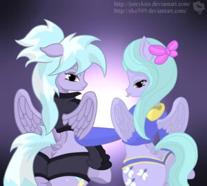 Rating: Safe Score: 0 Tags: 2012 accessory artist_collaboration bow_(feature) bow_accessory bow_ribbon butt centered_hair_bow clothing cloud_chaser_(mlp) cutie_mark duo e621 english_text equid equine feathered_wings feathers female feral flitter_(mlp) friendship_is_magic hair hair_accessory hair_bow hair_ribbon hasbro hi_res hoodie juicykiss looking_at_viewer looking_back mammal multicolored_hair my_little_pony mythological_creature mythological_equine mythology pegasus purple_body purple_eyes purple_feathers ribbons rko509 sibling_(lore) sister_(lore) sisters_(lore) tail text tongue tongue_out topwear two_tone_hair wings User: bunchy7s