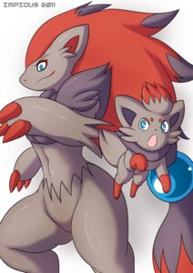 Rating: Safe Score: 0 Tags: 2011 ambiguous_gender anthro arm_tuft blue_eyes canid canine chest_tuft claws duo e621 elbow_tuft fluffy fluffy_chest fluffy_hips fluffy_mane generation_5_pokemon grey_body hi_res impious mammal neck_tuft nintendo open_mouth pokemon pokemon_(species) pose quadruped simple_background smile smirk tail tuft zoroark zorua User: bunchy7s