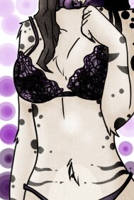 Rating: Safe Score: 0 Tags: 2013 archived_source bra breasts brown_hair clothing collar e621 felid feline female hair lace low_res mammal nightmarescry panties riya serval solo underwear User: bunchy7s