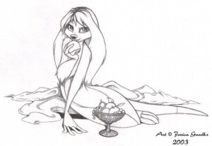 Rating: Safe Score: 0 Tags: 2003 e621 female food fruit_bowl hair herpestid jesskat long_hair looking_at_viewer mammal meerkat monochrome pose seductive simple_background solo teasing white_background User: bunchy7s