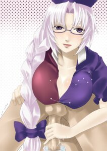 Rating: Explicit Score: 0 Tags: braid breasts cleavage clothed_female_nude_male cum cum_in_container cup eirin_yagokoro eyewear female gentle_femdom glasses hair_ribbon handjob hat large_breasts light_purple_hair lips long_hair male milking_handjob motion_lines parted_lips penis pinky_out purple_eyes purple_hair rule34 smile sweat touhou trembling yuu_(archaic_smile) User: bunchy7s
