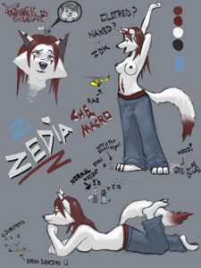 Rating: Questionable Score: 0 Tags: 3:4 anthro blue_eyes breasts canid canine clothed clothing e621 female fox hair hi_res macro mammal nipples red_hair sligar sligarthetiger text topless zedia User: bunchy7s
