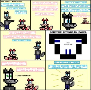 Rating: Questionable Score: 0 Tags: ageplay anthro clean_diaper clothed clothing comic dialogue diaper digital_media_(artwork) e621 english_text female hate infantilism kyle_bridgett male pixel_(artwork) roleplay tail text ultimate_babyfur_webcomic unknown_artist wearing_diaper what User: bunchy7s