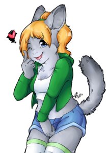 Rating: Safe Score: 0 Tags: anthro blonde_hair chinchilla chinchillid clothing coy e621 female hair heart_symbol jacket mammal minettefraise rodent shy simple_background solo tail topwear white_background User: bunchy7s