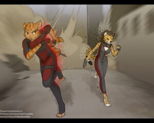 Rating: Safe Score: 0 Tags: 5:4 anthro aura black_bars cheetah clothing domestic_cat duo e621 extinctioners felid feline felis female koul letterbox male mammal running spots streak_(character) superhero tail uniform User: bunchy7s