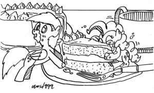 Rating: Safe Score: 0 Tags: black_and_white cake clothing container cup cutlery derpy_hooves_(mlp) dessert duo e621 earth_pony equid equine female feral food fork friendship_is_magic hasbro hat headgear headwear horse kitchen_utensils mammal micro monochrome my_little_pony pinkie_pie_(mlp) pony quadruped simple_background tail tools wasd999 white_background User: bunchy7s