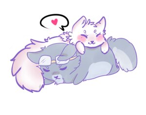 Rating: Safe Score: 0 Tags: ambiguous_gender blush cuddling domestic_cat duo e621 eyes_closed eyewear felid feline felis feral goggles heart_symbol hi_res jokertroll lying mammal on_front smile User: bunchy7s