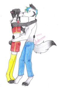 Rating: Safe Score: 0 Tags: 2010 4_toes anthro barefoot bear bottomwear canid canine canis chest_tuft clothing colored_pencil_(artwork) crazed-lunatic denim denim_bottomwear denim_clothing duo e621 feet fur giant_panda hi_res jeans kiss_on_lips kissing making_out male male/male mammal pants signature tail toes traditional_media_(artwork) tuft unknown_artist wolf User: bunchy7s