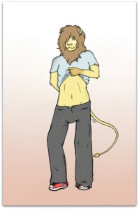 Rating: Safe Score: 0 Tags: 2011 anthro biped blue_clothing blue_eyes blue_shirt blue_topwear border bottomwear brown_hair brown_mane brown_markings clothed clothing clothing_lift converse digital_media_(artwork) e621 feet felid footwear front_view full-length_portrait fur gloves_(marking) gradient_background grey_bottomwear grey_clothing grey_pants hair hair_over_eye leg_markings lion looking_at_viewer male mammal mane markings multicolored_clothing multicolored_footwear navel one_eye_obstructed open_bottomwear open_clothing open_pants pantherine pants pink_background pink_nose portrait red_clothing red_footwear red_shoes round_ears shirt shirt_lift shoes simple_background slylemur small_feet sneakers socks_(marking) solo standing t-shirt tail tail_tuft topwear trevor_davis_jr. tuft two_tone_clothing two_tone_footwear white_background white_border yellow_body yellow_ears yellow_fur yellow_tail User: bunchy7s