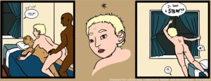 Rating: Explicit Score: 0 Tags: 1girls 2boys ass bald_male bed bedroom comic dark-skinned_male dark_skin distracted english_dialogue english_text female indoors leftover_soup light-skinned_female light_skin male maxine_hellenberger nude rule34 short_hair short_hair_female simon_wessel speech_bubble sytharin threesome wallace_white webcomic User: bunchy7s
