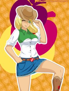 Rating: Safe Score: 0 Tags: 2014 alternate_species applejack_(mlp) big_breasts breasts e621 female friendship_is_magic grandfathered_content hasbro hi_res human human_only humanized looking_at_viewer mammal my_little_pony not_furry one_eye_closed smile solo wink zantyarz User: bunchy7s