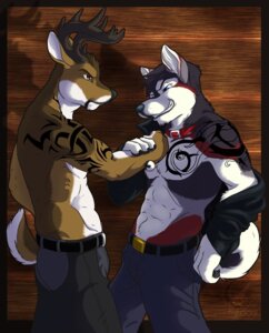 Rating: Safe Score: 0 Tags: 2009 abs anthro antlers athletic belt biceps blue_eyes bottomwear brown_eyes canid canine canis claws clothed clothing collar deer denim denim_bottomwear denim_clothing domestic_dog duo e621 eclipticafusion fangs grin horn husky jacket jeans male mammal muscular nordic_sled_dog open_clothing open_shirt open_topwear pants pecs shirt smile spitz standing tail tattoo teeth topless topwear User: bunchy7s Rating: Safe Score: 0 Tags: 2009 abs anthro antlers athletic belt biceps blue_eyes bottomwear brown_eyes canid canine canis claws clothed clothing collar deer denim denim_bottomwear denim_clothing domestic_dog duo e621 eclipticafusion fangs grin horn husky jacket jeans male mammal muscular nordic_sled_dog open_clothing open_shirt open_topwear pants pecs shirt smile spitz standing tail tattoo teeth topless topwear User: bunchy7s