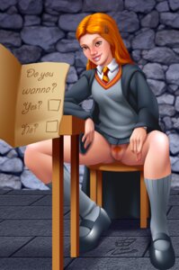 Rating: Explicit Score: 0 Tags: 1girls clothing english english_text female female_only ginny_weasley gryffindor gryffindor_tie harry_potter hogwarts_robe no_panties oni_(artist) pantyless pubic_hair pussy robe rule34 skirt smile solo solo_female spread_legs tagme text upskirt witch_(harry_potter) User: bunchy7s