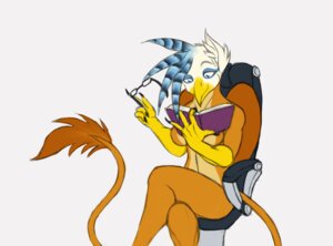 Rating: Questionable Score: 0 Tags: anthro avian beak biped book e621 eyewear feathered_wings feathers female glasses gryphon holding_book holding_object mythological_avian mythological_creature mythology nude reading sitting smile solo tail talynn wings User: bunchy7s