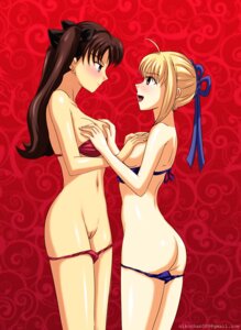 Rating: Explicit Score: 0 Tags: 2girls aqua_eyes artoria_pendragon ass black_hair blonde_hair blush breast_grab breasts fate/stay_night fate_(series) female female/female female_only green_eyes hair_ribbon lingerie long_hair multiple_females multiple_girls nikochan panties_down pussy ribbon rule34 shaved_pussy tied_hair tohsaka_rin twintails uncensored underwear yuri User: bunchy7s