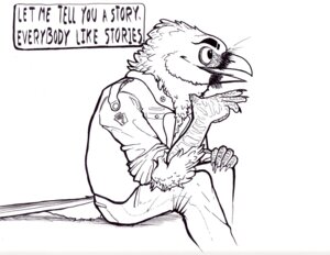 Rating: Safe Score: 0 Tags: 2012 5_fingers accipitrid accipitriform anthro avian beak bearded_vulture biped bird black_and_white bombird bottomwear claws clothed clothing denim denim_bottomwear denim_clothing e621 english_text feathers fingers fully_clothed gesture hand_gesture hand_on_leg jacket jeans line_art male monochrome old_world_vulture open_mouth pants pointing side_view simple_background sitting solo text topwear vulture white_background User: bunchy7s