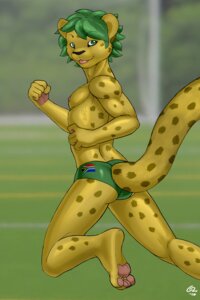 Rating: Questionable Score: 0 Tags: 2010 anthro athletic athletic_anthro athletic_male barefoot bent_leg biped black_nose bottomwear butt charon2 clothed clothing e621 feet felid fifa flag fur furgonomics green_eyes green_hair hair hindpaw leopard looking_at_viewer looking_back looking_back_at_viewer male mammal mascot nipples outside pantherine pants partially_clothed paws pecs pink_nipples raised_tail running short_hair solo south_africa south_african_flag spots tail tail_clothing tongue tongue_out topless underwear world_cup yellow_body yellow_fur zakumi User: bunchy7s