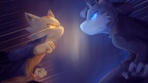 Rating: Safe Score: 0 Tags: 16:9 amber_eyes anthro blue_eyes canid canine canis clothing coat dark_theme darkness domestic_cat domestic_dog duo e621 eye_contact felid feline felis fight fur jacket looking_at_another male mammal nurinaki orange_eyes shirt side_view topwear widescreen User: bunchy7s
