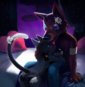 Rating: Questionable Score: 0 Tags: anthro band-aid bandage bed bed_sheet bedding bell blood bodily_fluids bottomwear bow_(feature) bow_tie canid canine canis clothed clothing domestic_cat domestic_dog duo e621 felid feline felis female furniture inside licking male mammal on_bed panties pants pillow sweat tail tongue tongue_out topless unavailable_at_source underwear yukaman User: bunchy7s