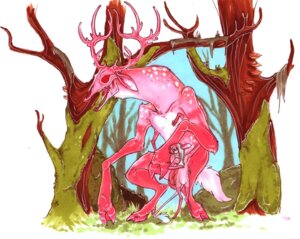 Rating: Explicit Score: 0 Tags: antlers boarwhore bone deer duo e621 female flaccid genitals hooves horn larger_male male mammal monster moss nude penis pink_body plant size_difference skull smaller_female spots tail User: bunchy7s