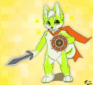 Rating: Safe Score: 0 Tags: anthro blush canid canine canis chibi domestic_dog e621 husky male mammal melee_weapon neon_green nordic_sled_dog scarf shield solo spitz sword weapon yuni_(character) yuniwolfsky User: bunchy7s
