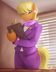 Rating: Safe Score: 0 Tags: 2013 anthro anthrofied blonde_hair blue_eyes bottomwear clipboard clothed clothing conditional_dnp dual_holding e621 ear_piercing earth_pony equid equine female friendship_is_magic fully_clothed hair hasbro holding_clipboard holding_object holding_pen holding_writing_utensil horse jewelry looking_at_viewer mammal mature_anthro mature_female ms._harshwhinny_(mlp) my_little_pony necklace pen pencil_skirt piercing pony scappo scarf skirt solo tail writing_utensil User: bunchy7s