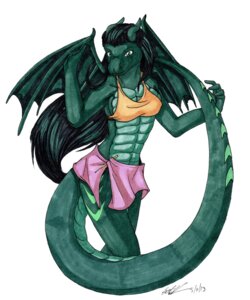 Rating: Safe Score: 0 Tags: 2013 absurd_res anthro biped black_hair bottomwear clothing dragon e621 female green_body green_eyes green_skin hair hi_res horn koshkio long_hair looking_at_viewer membrane_(anatomy) membranous_wings mythological_creature mythological_scalie mythology rysa scales scalie simple_background skirt solo standing stripes tail the_clan tribal white_background wings User: bunchy7s