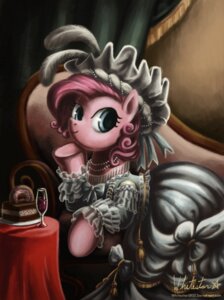 Rating: Safe Score: 0 Tags: alternative_fashion cake clothing dessert dress e621 earth_pony equid equine female feral food friendship_is_magic glass hasbro hi_res hime_lolita historical horse j-fashion lolita_(fashion) looking_at_viewer mammal my_little_pony pinkie_pie_(mlp) pony solo whitestar1802 User: bunchy7s