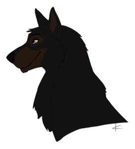 Rating: Safe Score: 0 Tags: black_body black_fur blue_eyes brown_inner_ear canid canine canis e621 feral fur happy knon looking_aside male mammal solo watermark wolf User: bunchy7s