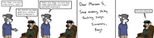 Rating: Safe Score: 0 Tags: anthro blue_clothing blue_shirt blue_topwear bottomwear brown_bottomwear brown_clothing brown_pants canid canine canis chair clothing comic duo e621 english_text furniture green_clothing green_shirt green_topwear hi_res hyena long_image male mammal maroon_5 pants rags_(artist) shirt spotted_hyena tan_bottomwear tan_clothing tan_pants text topwear wide_image wolf User: bunchy7s