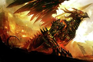 Rating: Safe Score: 0 Tags: 3:2 ambiguous_gender armor castle detailed detailed_background dragon e621 feral fire kekai_kotaki machine mythological_creature mythological_scalie mythology outside realistic scalie side_view solo tail wings User: bunchy7s