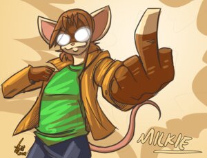 Rating: Safe Score: 0 Tags: 5_fingers anthro brown_body brown_fur brown_hair clothed clothing coat colored_sketch digital_media_(artwork) e621 eyewear fingerless_gloves fingers front_view fully_clothed fur gesture glasses gloves hair hand_gesture handwear house_mouse jacket jaeh looking_at_viewer male mammal middle_finger milkie milkie_souris mouse murid murine pink_body pink_skin rodent shirt sketch smile solo tail tan_body tan_fur topwear User: bunchy7s