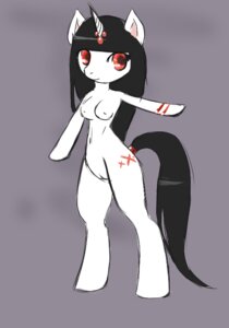 Rating: Explicit Score: 0 Tags: 2014 anthro biped black_hair breasts cutie_mark e621 equid equine ere-yandara fan_character female genitals grey_background hair hasbro hooves horn mammal my_little_pony mythological_creature mythological_equine mythology red_eyes simple_background solo standing unicorn vulva white_body User: bunchy7s