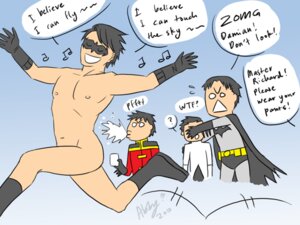 Rating: Explicit Score: 0 Tags: 2010 4boys ? abby admonished alfred_pennyworth arms_out artist_signature batman batman_(bruce_wayne) batman_(series) black_hair bodysuit boots bruce_wayne closed_eyes cmnm covering_eyes damian_wayne dc dc_comics dick_grayson gloves human male male_only mask_removed mouth_open multiple_males musical_notes nightwing no_visible_genitalia nude red_robin robin_(damian_wayne) robin_(dc) rule34 singing skipping spit_take streaking superhero tim_drake yaoi User: bunchy7s