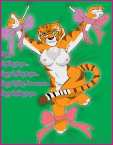 Rating: Explicit Score: 0 Tags: 2008 2d anthro birthday_card bondage bound chest_tuft dated dreamworks female furry joe_sanchez kung_fu_panda looking_at_viewer lying lying_on_back master_tigress nude ribbon rule34 solo tagme tiger yellow_eyes User: bunchy7s