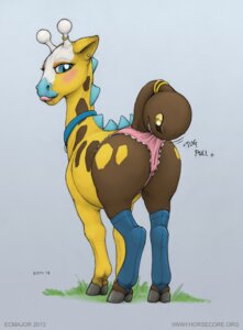 Rating: Questionable Score: 0 Tags: 2013 blue_eyes blush bodily_fluids camel_toe clothed clothed_feral clothing drooling e621 ecmajor female feral generation_2_pokemon girafarig giraffid hi_res horn legwear licking licking_lips licking_own_lips living_tail mammal nintendo ossicone panties pokemon pokemon_(species) saliva self_lick shiny_pokemon simple_background solo stockings tail tail_head tail_mouth tongue tongue_out underwear unusual_anatomy unusual_tail yellow_eyes User: bunchy7s