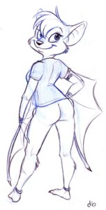 Rating: Questionable Score: 0 Tags: 4_toes anthro barefoot bat biped bottomless bracelet butt claws clothed clothing dingbat dingbat_(character) e621 feet female inviting jewelry looking_back mammal membrane_(anatomy) membranous_wings monochrome rear_view simple_background sketch smile solo toe_claws toes toony white_background wings User: bunchy7s