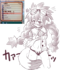 Rating: Questionable Score: 0 Tags: anthro blush bottomwear braided_hair breasts canid canine class_of_heroes clothed clothing dwarf_(coh) e621 eyewear female fingers fur goggles greyscale hair japanese_text loli looking_at_viewer mammal monochrome panties partially_clothed small_breasts solo spot_color tail takla text translated underwear young young_anthro young_female User: bunchy7s