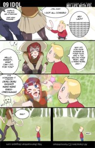 Rating: Safe Score: 0 Tags: aldo_(my_life_with_fel) anthro blonde_hair bottomwear brown_hair clothed clothing comic dialogue e621 english_text fel_(my_life_with_fel) felid female greeting hair human hybrid kenno_arkkan male mammal my_life_with_fel one_eye_closed pantherine red_hair skirt stripes tail text tiger wapanese what wink young User: bunchy7s