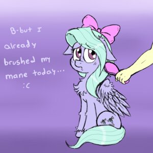 Rating: Safe Score: 0 Tags: 1:1 2014 :c accessory blue_hair bow_(feature) bow_accessory bow_ribbon brush brushing brushing_hair centered_hair_bow cutie_mark disembodied_hand duo e621 emoticon english_text equid equine feathered_wings feathers female flitter_(mlp) friendship_is_magic hair hair_accessory hair_bow hair_ribbon hairbrush hasbro holding_brush holding_hairbrush holding_object human ichibangravity mammal mostly_offscreen_character my_little_pony mythological_creature mythological_equine mythology pegasus personal_grooming purple_body purple_eyes purple_feathers ribbons sitting social_grooming solo_focus styling_hair text upset wings User: bunchy7s
