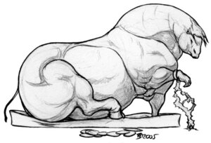 Rating: Questionable Score: 0 Tags: black_and_white bovid bovine cattle e621 feral graphite_(artwork) hooves inflation low_res male mammal meanybeany mixed_media monochrome overweight overweight_feral overweight_male pen_(artwork) simple_background solo tail traditional_media_(artwork) transformation User: bunchy7s