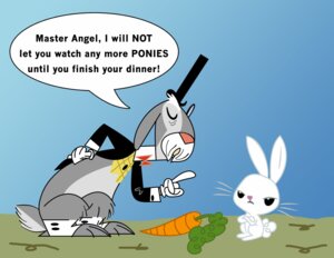Rating: Safe Score: 0 Tags: absurd_res angel_(mlp) anthro carrot cartoon_network crossover detailed_background dialogue duo e621 english_text exclamation_point feral food foster's_home_for_imaginary_friends friendship_is_magic hasbro hi_res imaginary_friend lagomorph leporid male mammal marelynmanson mature_anthro mature_male mr._herriman my_little_pony plant rabbit text toony vegetable User: bunchy7s