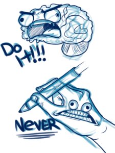 Rating: Safe Score: 0 Tags: 2012 ambiguous_gender angry blue_and_white brain brain_creature comic dialogue disembodied_hand duo e621 english_text hand_creature life_struggles limb_creature monochrome nekoama not_furry organ_creature organs pencil_(object) shout sketch text the_truth User: bunchy7s