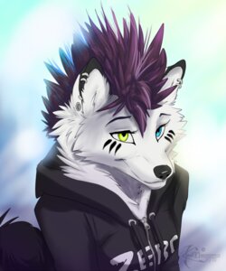 Rating: Safe Score: 0 Tags: anthro canid canine canis e621 female gorsha_(character) half-length_portrait heterochromia koul mammal mohawk piercing portrait solo wolf zakgor User: bunchy7s