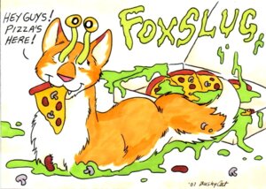 Rating: Safe Score: 0 Tags: 2007 ambiguous_gender bushycat canid canine character_badge_(artwork) e621 english_text feral food fox foxslug gastropod hybrid mammal mollusk pizza simple_background slime slug solo tail text what white_background User: bunchy7s